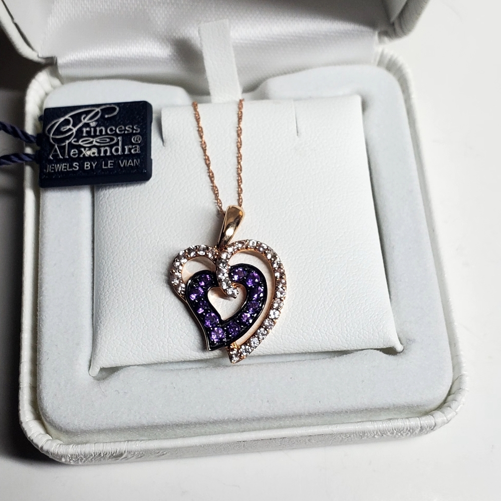 Levian 14k amethyst and white sapphire necklace